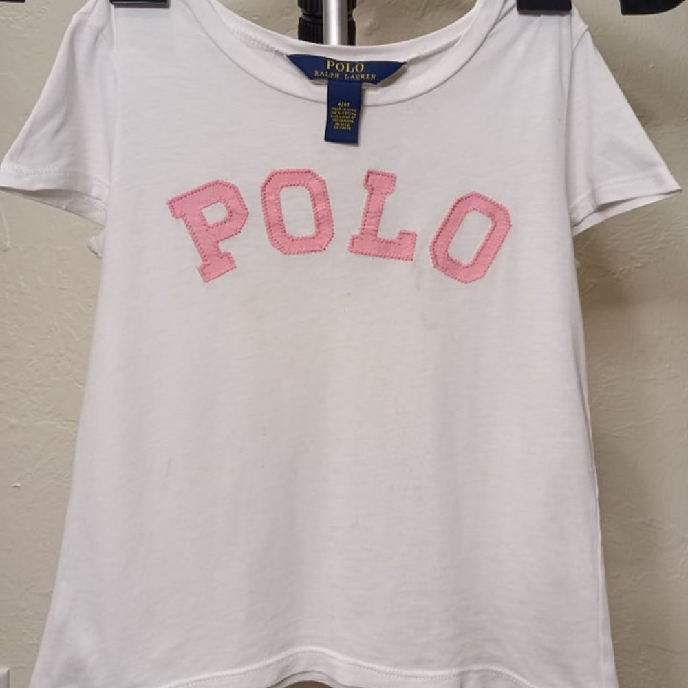 Ralph Lauren POLO girls white and pink shirt